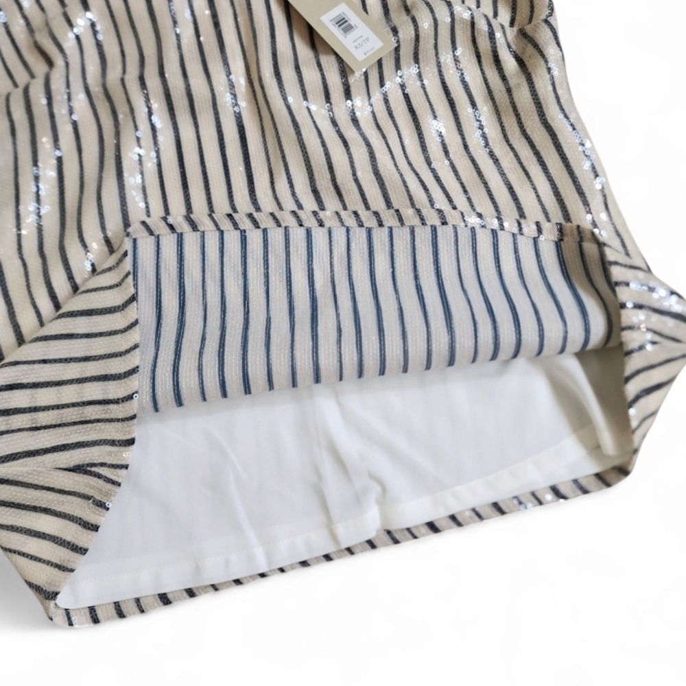 Banana Republic Sleeveless Top Size XS Holiday Neutral Sequin Stripe Party - Picture 4 of 6